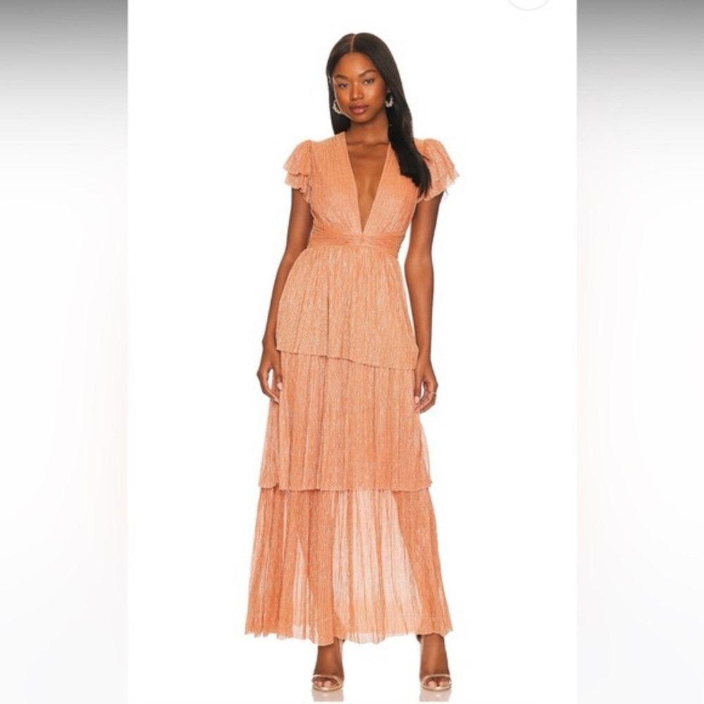 Sabine Musayev Orange Tiered Dress / Small